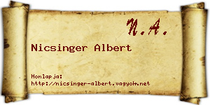 Nicsinger Albert névjegykártya